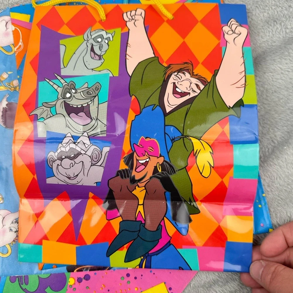 Vintage Disney Wrapping Paper Bag Lot‎ Of 4 Mickey Beauty Beast Hunchback 1990s